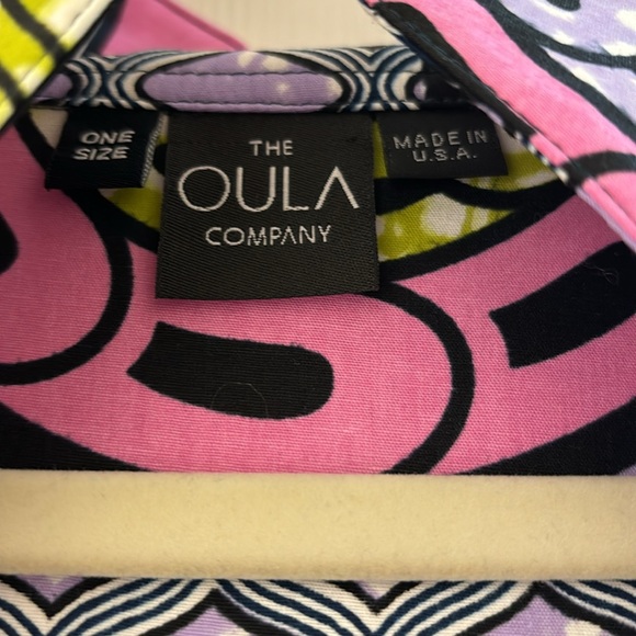 The Oula Company Tiered Midi Dress Pink Green Print - Picture 3 of 6
